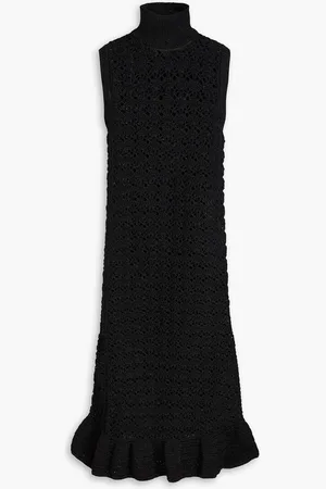 Ganni Metallic crocheted midi dress