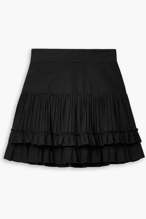 BRANDON MAXWELL Pleated tiered poplin mini skirt