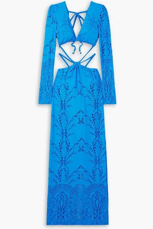 PATBO Cutout stretch-broderie anglaise maxi dress - Blue