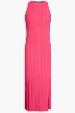 Frame Cutout ribbed-knit midi dress