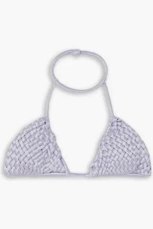 Isa Boulder Weavestring woven stretch-satin triangle bikini top - Purple