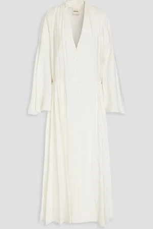 Khaite Leif gathered twill maxi dress - White