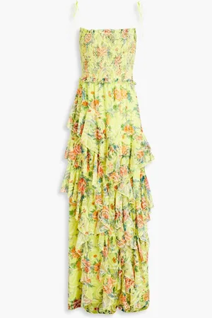 ALICE+OLIVIA Alice Olivia - Jocelyn ruffled floral-print broderie anglaise maxi dress - Yellow