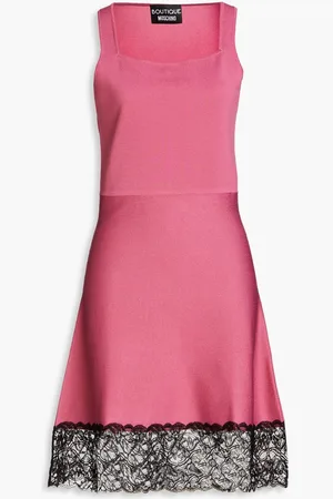 Moschino Lace-trimmed stretch-knit dress