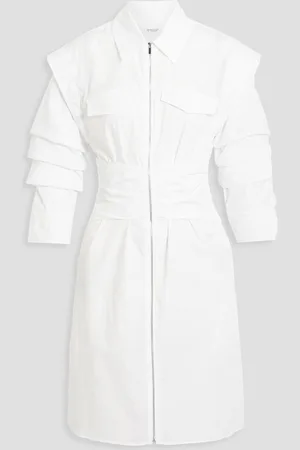 Derek Lam Skylar ruched cotton-poplin mini shirt dress