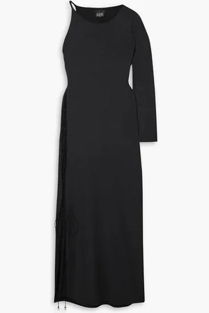 Leslie Amon Allegra one-sleeve tie-detailed stretch-jersey maxi dress