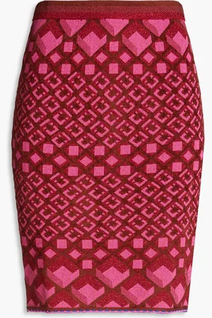 Diane von Furstenberg Metallic jacquard-knit mini pencil skirt - Pink