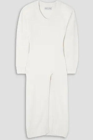 Rowen Rose Cashmere midi dress - White