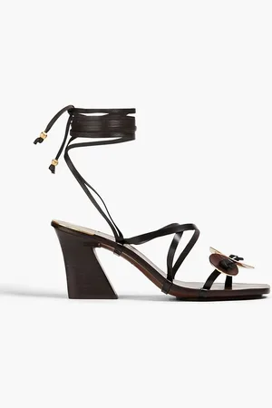 Tory Burch Embellished leather sandals - Brown