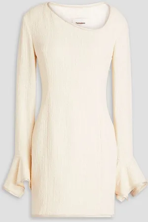 Nanushka Elva cotton-blend bouclé-tweed mini dress - White