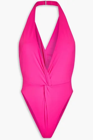 Mara Hoffman Gabriela neon stretch-ECONYL® halterneck swimsuit - Pink