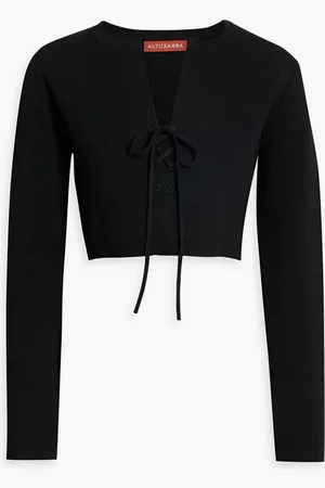 Altuzarra Cropped lace-up knitted cardigan