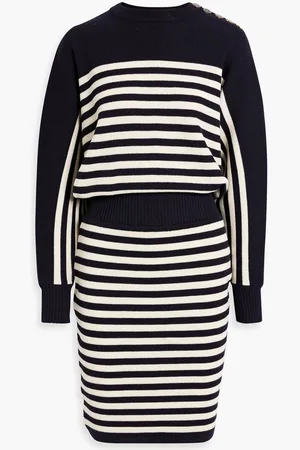 ALEXANDRE VAUTHIER Striped ribbed wool dress - Blue