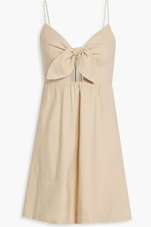 ALICE+OLIVIA Alice Olivia - Melvina cutout linen-blend mini dress - Neutral