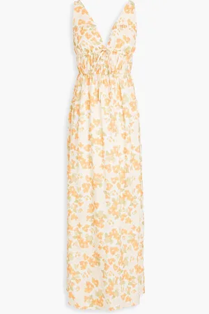 Peony Vacation floral-print cotton and ECOVERO™-blend maxi dress - Orange
