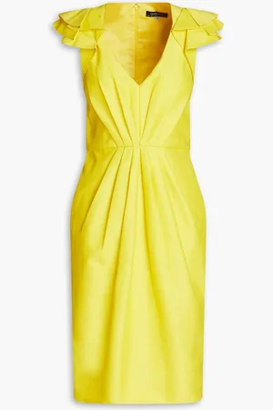 ANDREW GN Gathered cotton and silk-blend ottoman dress