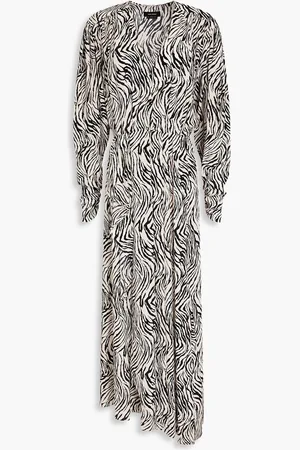 Isabel Marant Blainea asymmetric zebra-print silk-blend crepe maxi dress