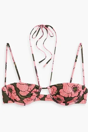 Agua by Agua Bendita Embroidered printed bikini top - Pink