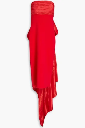 Oscar de la Renta Bow-embellished taffeta-paneled knitted midi dress - Pink