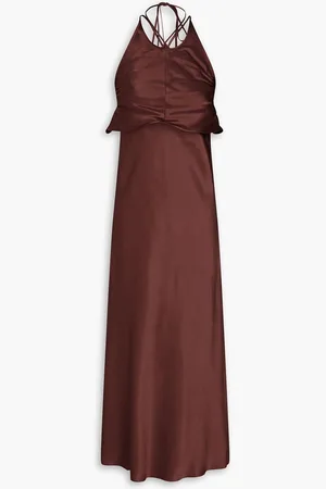 MATÉRIEL by Aleksandre Akhalkatsishvili Layered crepe-satin midi dress - Brown