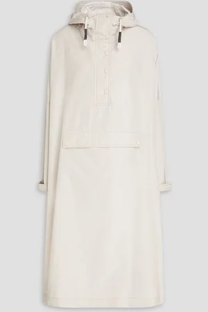 Brunello Cucinelli Bead-embellished shell hooded raincoat - White