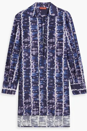 Altuzarra Tie-dyed cotton-blend poplin shirt dress - Blue
