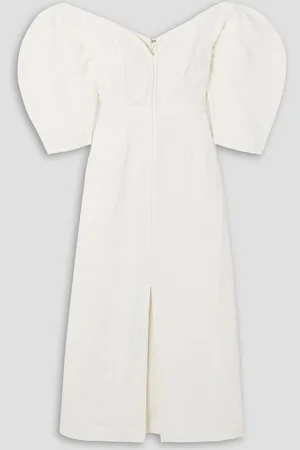 Mara Hoffman Leonara off-the-shoulder TENCEL™ Lyocell and linen-blend midi dress - White