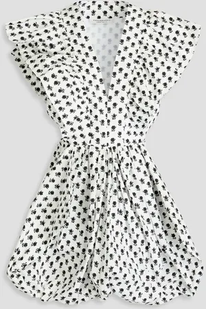 Serafini Ruffled floral-print cotton mini dress