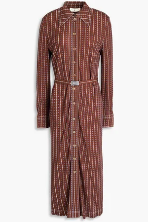 Tory Burch Checked jersey midi shirt dress