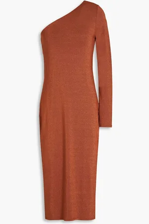 ENZA COSTA One-shoulder metallic jersey midi dress - Metallic