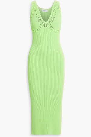 Derek Lam Valencia crocheted ribbed cotton-blend midi dress - Green