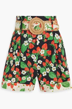 Cara Cara Palmer belted printed cotton-poplin shorts