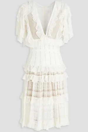 Zuhair Murad Ruffled pointelle-knit dress - White