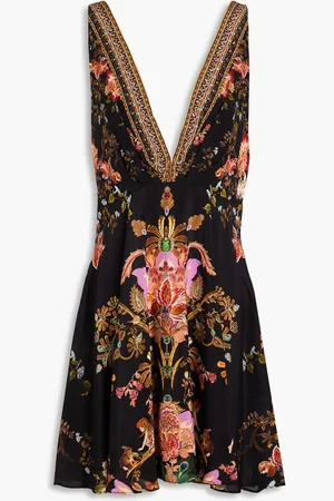 Camilla Crystal-embellished floral-print silk crepe de chine mini dress