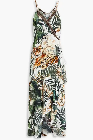 Camilla Crystal-embellished printed silk crepe de chine maxi wrap dress