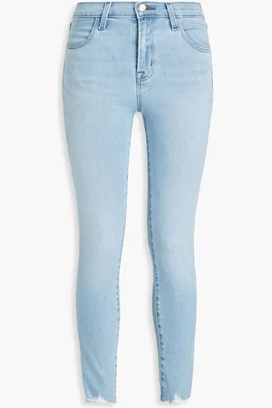 J Brand Cropped faded mid-rise skinny jeans - Blue