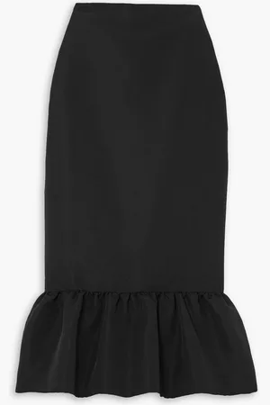 BRANDON MAXWELL Ruffled silk-twill midi skirt