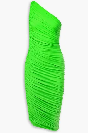 Norma Kamali Diana one-shoulder ruched stretch-jersey dress - Green