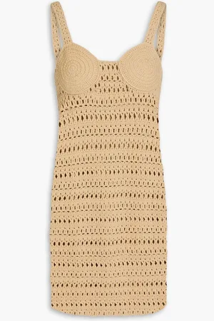 Nanushka Maressa crocheted cotton-blend mini dress - Neutral