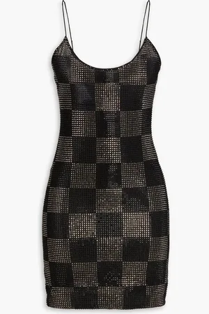 ALICE+OLIVIA Alice Olivia - Nelle crystal-embellished checked mesh mini dress