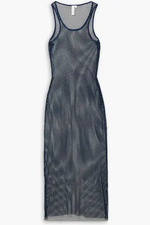 Simkhai Fergie crystal-embellished open-knit midi dress - Blue