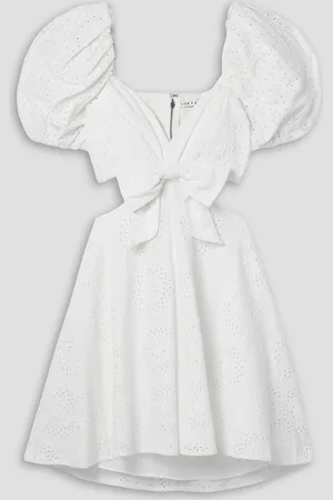 ALICE+OLIVIA Alice Olivia - Queenie cutout broderie anglaise cotton and linen-blend mini dress