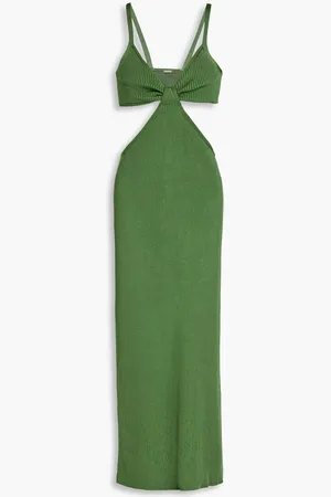 Cult Gaia Serita cutout ribbed-knit midi dress - Green