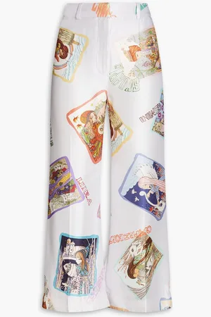 ZIMMERMANN Cropped printed silk crepe de chine flared pants - Purple
