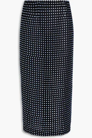 16Arlington Haile crystal-embellished georgette midi skirt