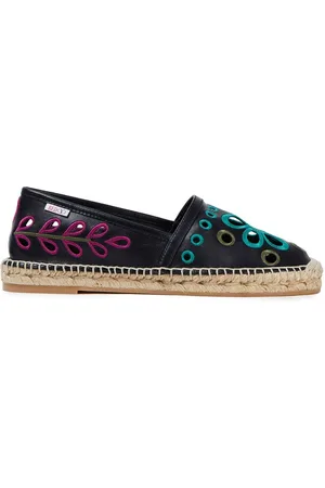 RED(V) Broderie anglaise leather espadrilles