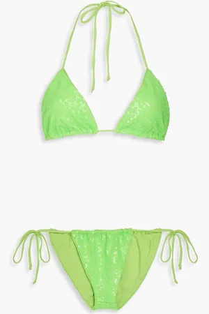 Norma Kamali Sequined triangle bikini - Green