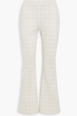 ROSETTA GETTY Checked cady flared pants - Neutral