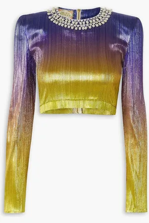 Miss Sohee The Violet cropped embellished lamé top