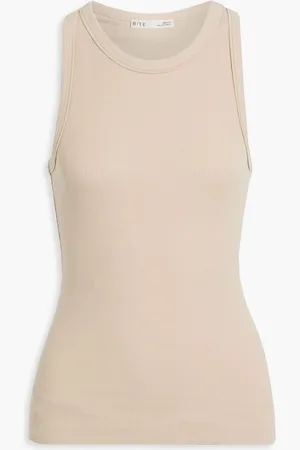 BITE Ribbed cotton-blend jersey tank - Neutral